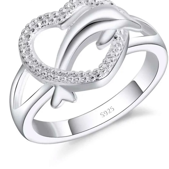 925 Sterling Silver heart ring, size 8 - Picture 3 of 6